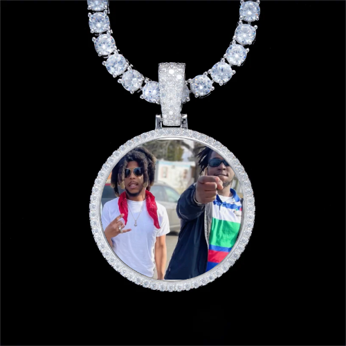 925S & VVS Moissanite 3D Circle Custom Picture Pendant