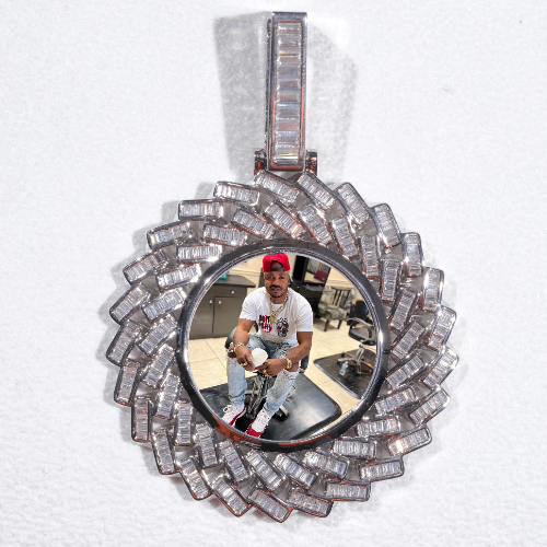 Large 3D Baguette Custom Picture Pendant