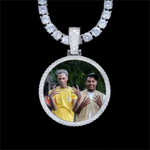 925S & VVS Moissanite 3D Circle Custom Picture Pendant