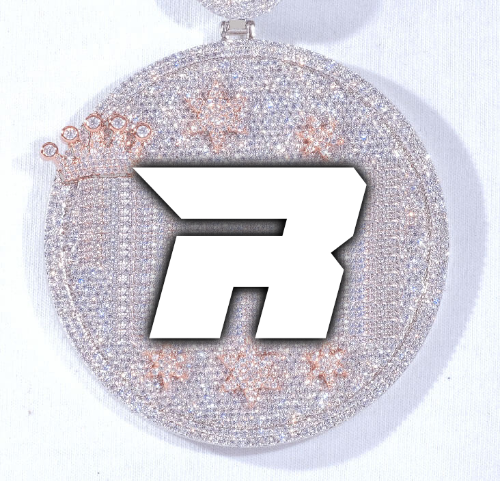 CUSTOM LETTER NECKLACE 3D BIG CROWN DISC