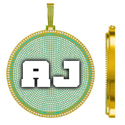 CUSTOM LETTER NECKLACE 3D BIG DISC