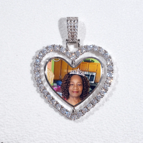 3D Spinning 2-Faced Heart Custom Picture Pendant