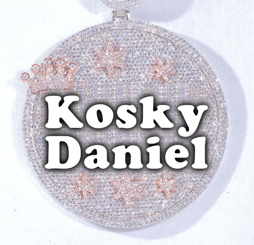 CUSTOM LETTER NECKLACE 3D BIG CROWN DISC