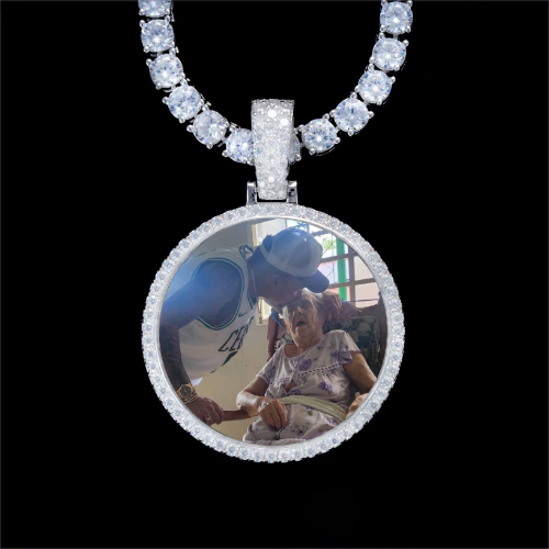 925S & VVS Moissanite 3D Circle Custom Picture Pendant