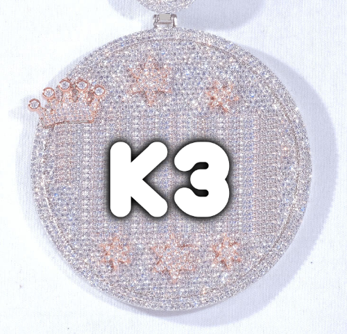 CUSTOM LETTER NECKLACE 3D BIG CROWN DISC