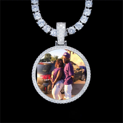 925S & VVS Moissanite 3D Circle Custom Picture Pendant
