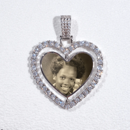 3D Spinning 2-Faced Heart Custom Picture Pendant