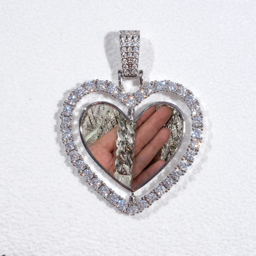 3D Spinning 2-Faced Heart Custom Picture Pendant