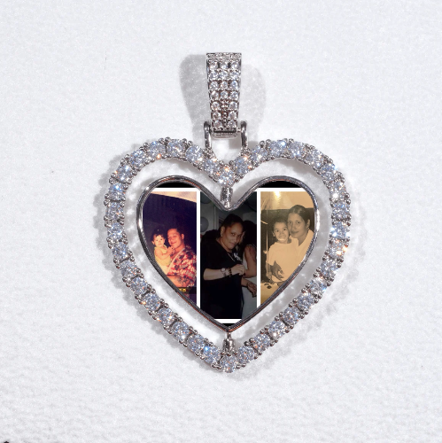 3D Spinning 2-Faced Heart Custom Picture Pendant