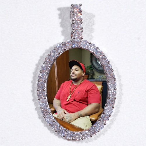 Large 3D Oval Custom Picture Pendant