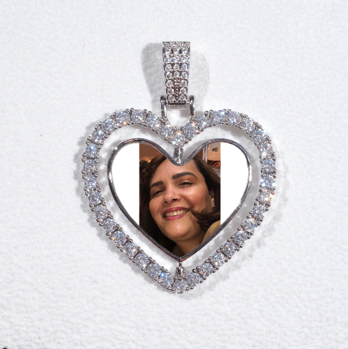3D Spinning 2-Faced Heart Custom Picture Pendant