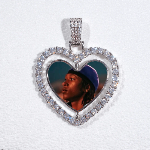 3D Spinning 2-Faced Heart Custom Picture Pendant