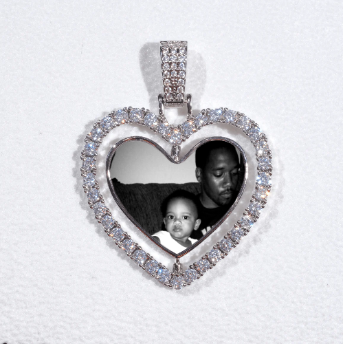 3D Spinning 2-Faced Heart Custom Picture Pendant