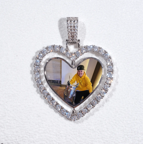 3D Spinning 2-Faced Heart Custom Picture Pendant
