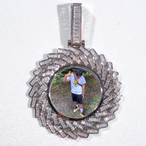 Large 3D Baguette Custom Picture Pendant