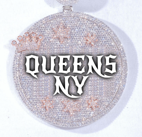 CUSTOM LETTER NECKLACE 3D BIG CROWN DISC