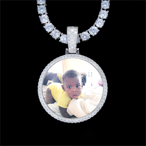 925S & VVS Moissanite 3D Circle Custom Picture Pendant