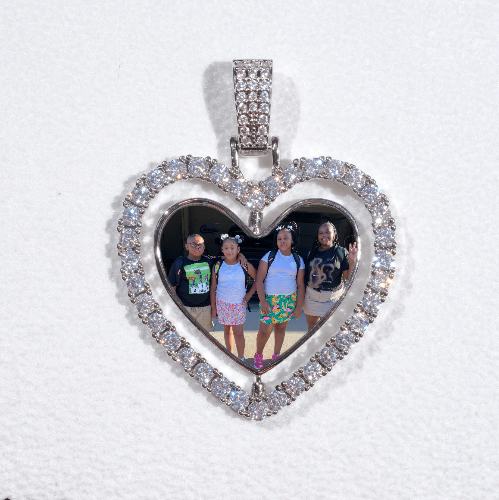 3D Spinning 2-Faced Heart Custom Picture Pendant