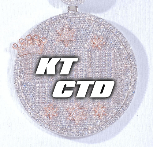 CUSTOM LETTER NECKLACE 3D BIG CROWN DISC