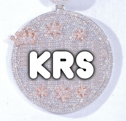 CUSTOM LETTER NECKLACE 3D BIG CROWN DISC