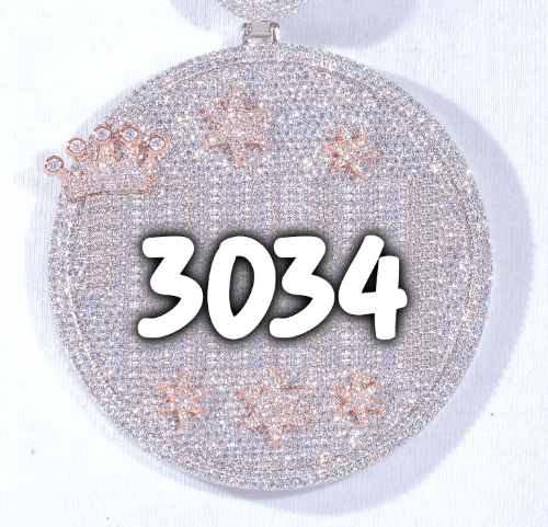 CUSTOM LETTER NECKLACE 3D BIG CROWN DISC