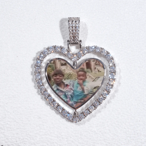 3D Spinning 2-Faced Heart Custom Picture Pendant