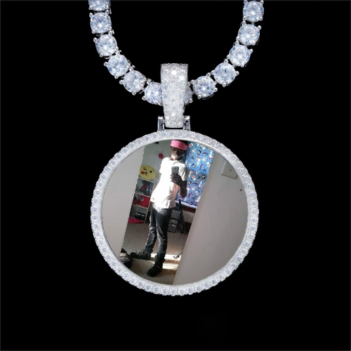 925S & VVS Moissanite 3D Circle Custom Picture Pendant