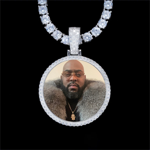 925S & VVS Moissanite 3D Circle Custom Picture Pendant
