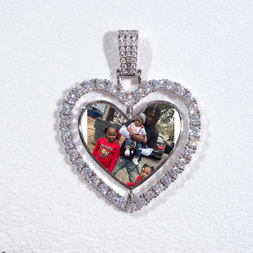 3D Spinning 2-Faced Heart Custom Picture Pendant