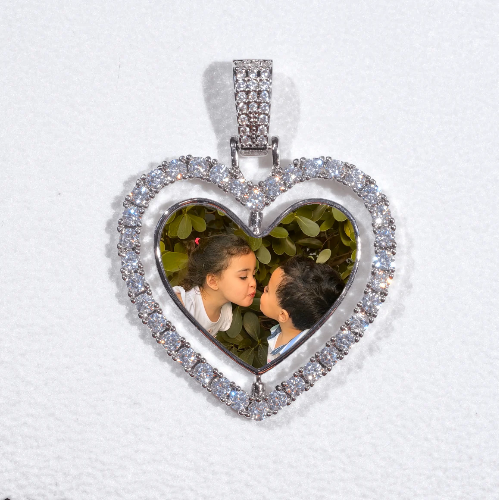 3D Spinning 2-Faced Heart Custom Picture Pendant