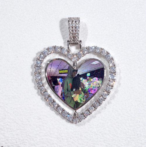 3D Spinning 2-Faced Heart Custom Picture Pendant