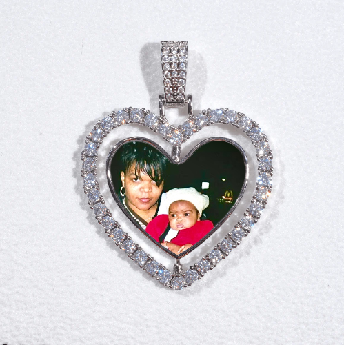 3D Spinning 2-Faced Heart Custom Picture Pendant