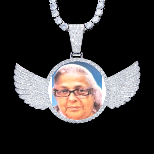 925S & VVS Moissanite 3D Wing Custom Picture Pendant