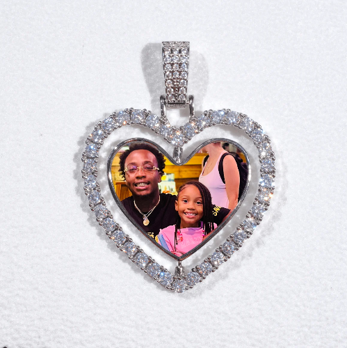 3D Spinning 2-Faced Heart Custom Picture Pendant