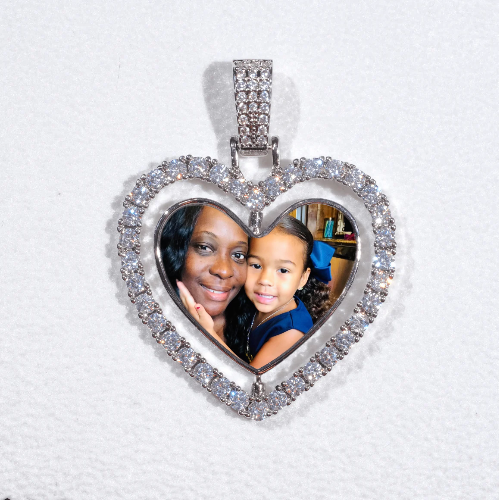 3D Spinning 2-Faced Heart Custom Picture Pendant