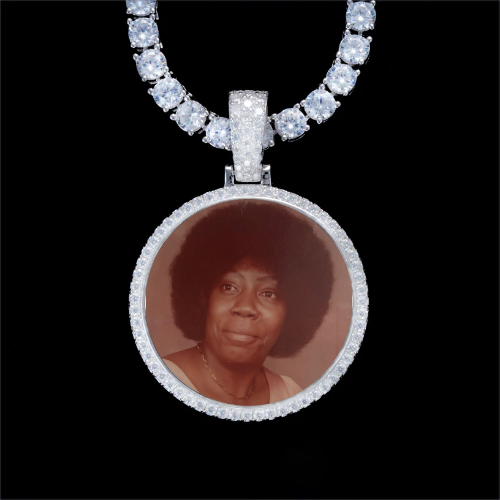 925S & VVS Moissanite 3D Circle Custom Picture Pendant
