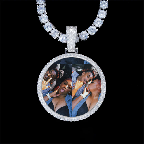925S & VVS Moissanite 3D Circle Custom Picture Pendant