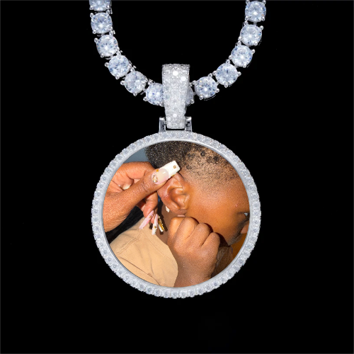 925S & VVS Moissanite 3D Circle Custom Picture Pendant