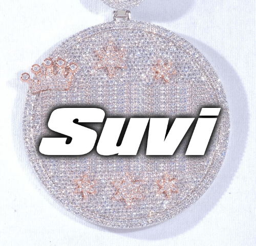 CUSTOM LETTER NECKLACE 3D BIG CROWN DISC