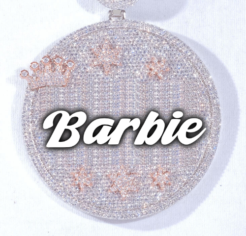 CUSTOM LETTER NECKLACE 3D BIG CROWN DISC