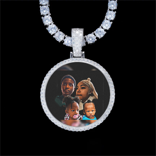 925S & VVS Moissanite 3D Circle Custom Picture Pendant