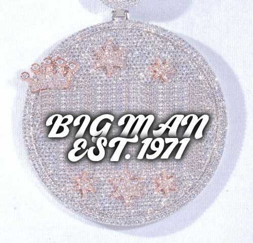 CUSTOM LETTER NECKLACE 3D BIG CROWN DISC