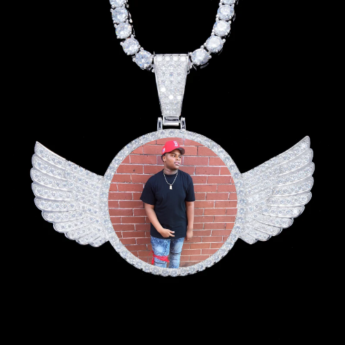 925S & VVS Moissanite 3D Wing Custom Picture Pendant