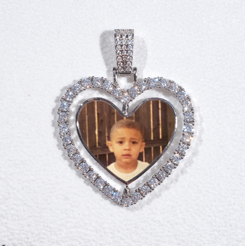 3D Spinning 2-Faced Heart Custom Picture Pendant