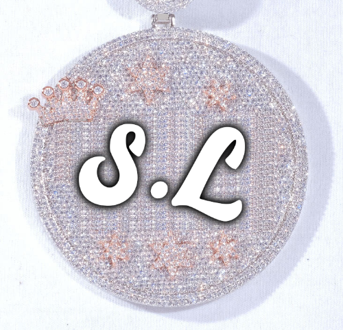 CUSTOM LETTER NECKLACE 3D BIG CROWN DISC