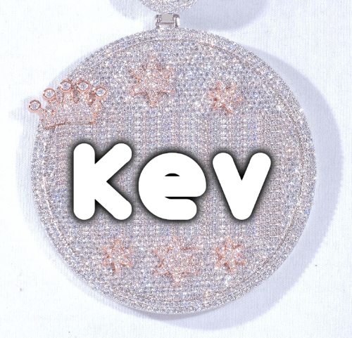 CUSTOM LETTER NECKLACE 3D BIG CROWN DISC