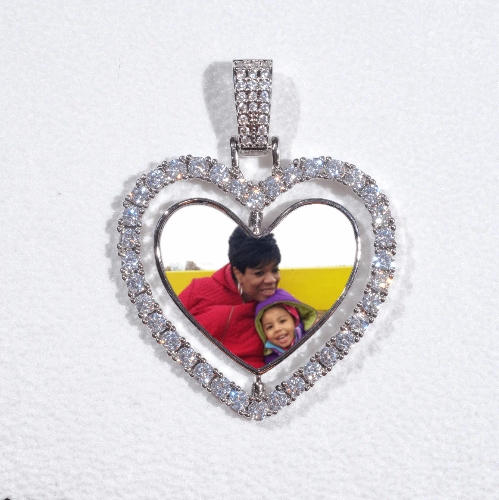3D Spinning 2-Faced Heart Custom Picture Pendant