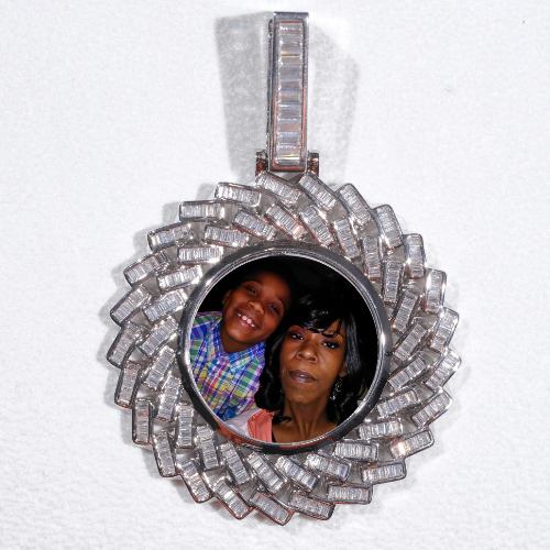 Large 3D Baguette Custom Picture Pendant