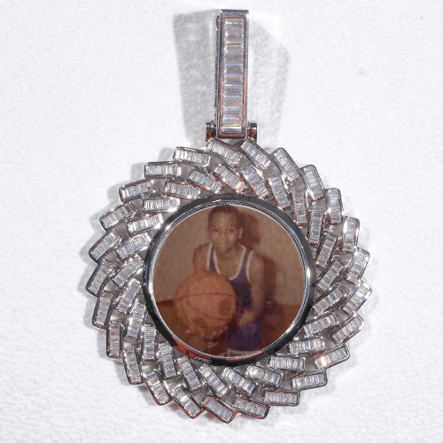 Large 3D Baguette Custom Picture Pendant