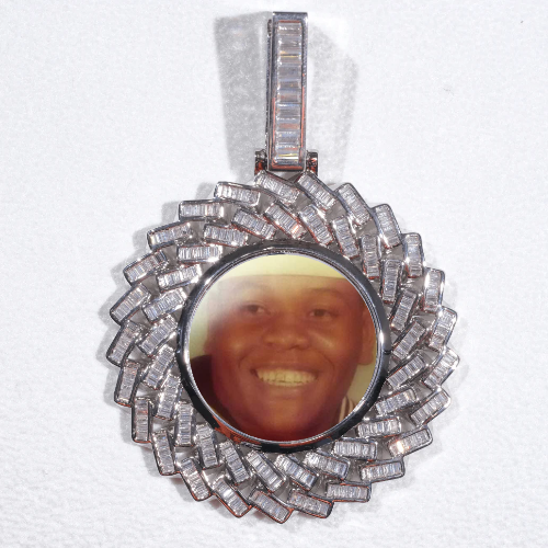 Large 3D Baguette Custom Picture Pendant